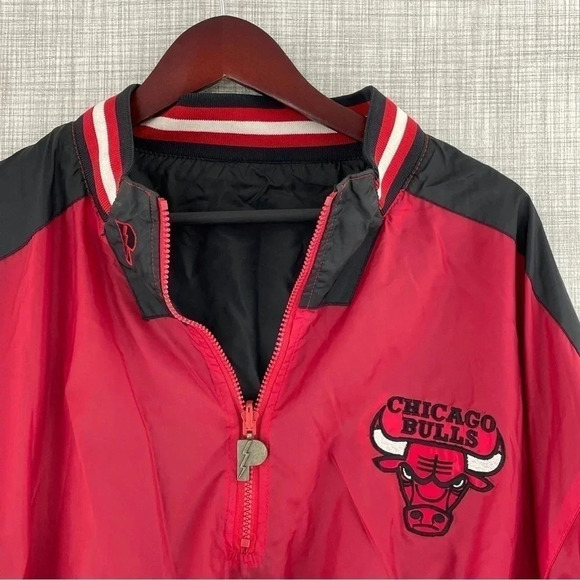 Vintage Chicago Bulls Pro Player XL reversible pullover windbreaker 1076 - Picture 8 of 14